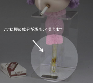 禁煙教育用モデルに溜まったタール